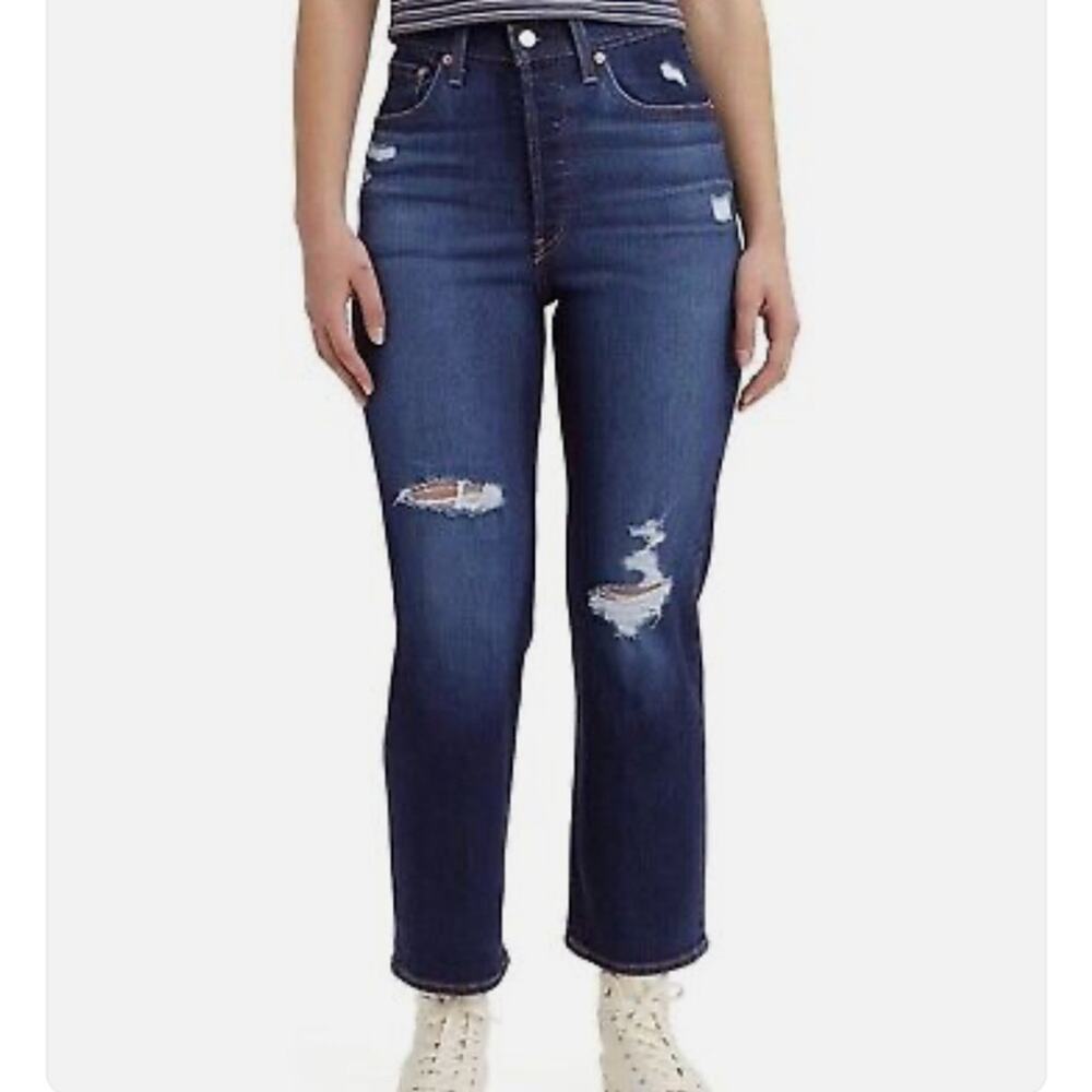Levi’s Ribcage Straight Button Fly High Rise Jeans Sz 28 deconstructed